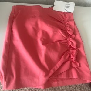 Zara Pink High Waisted Skirt with Ruffles